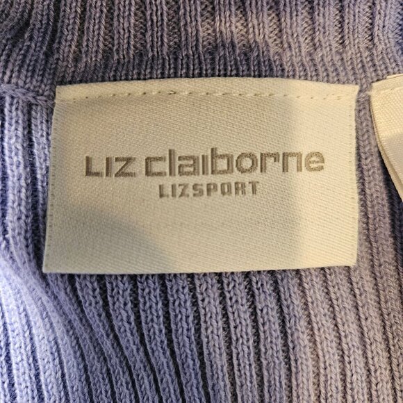 Liz Claiborne Turtle Knit Sweater Gray Lavender Cream Womens XL Career Nerd 70's - Picture 8 of 9